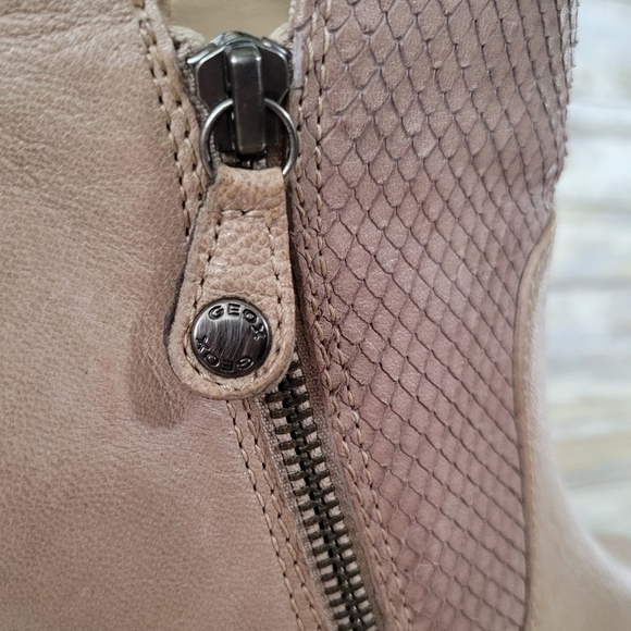 Geox Respira Kali Leather Block Heel Side Zip Boots EUR Size 41/US 10-10.5 Sand - Picture 5 of 12